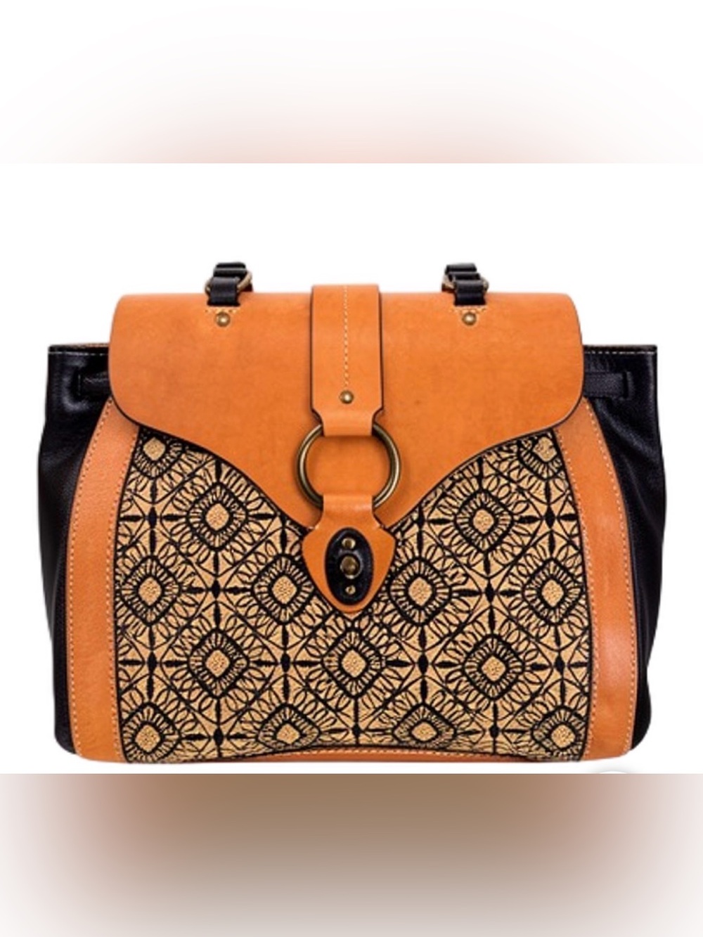 Brooks brothers Tan and Black Patterned Women’s top handle bag